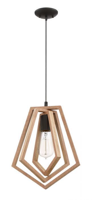 Espresso with Geometric Wood Frame Pendant, 10", by Craftmade