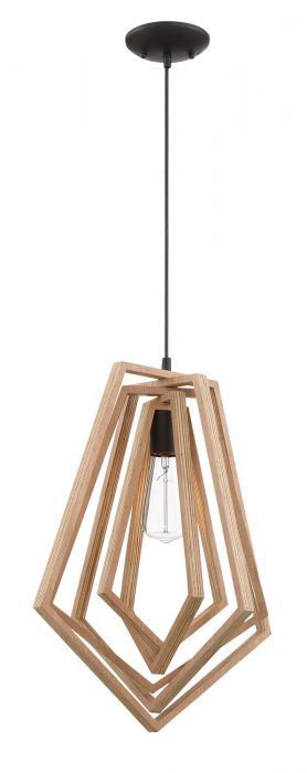 Espresso with Geometric Wood Frame Pendant, 15", by Craftmade