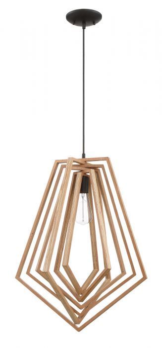 Espresso with Geometric Wood Frame Pendant, 18.50", by Craftmade