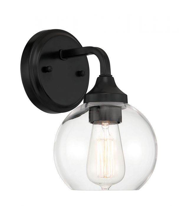 Steel Curve Arm with Clear Glass Shade Wall Sconce