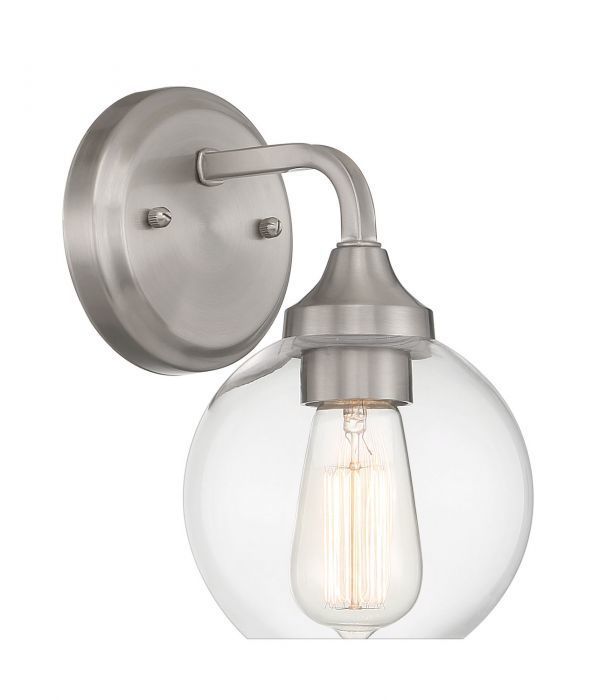 Steel Curve Arm with Clear Glass Shade Wall Sconce