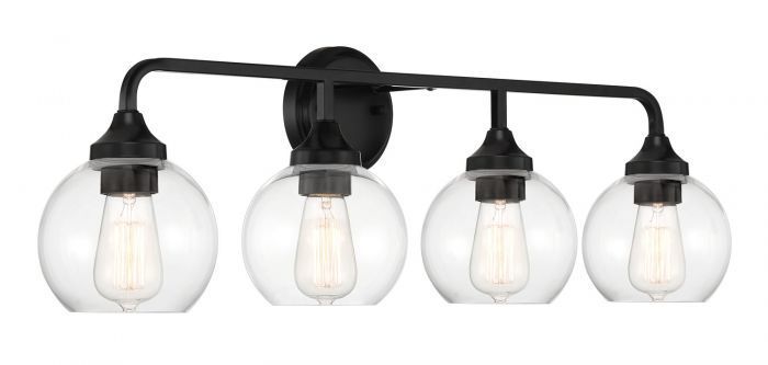 Steel Curve Arm with Clear Glass Shade Vanity Light