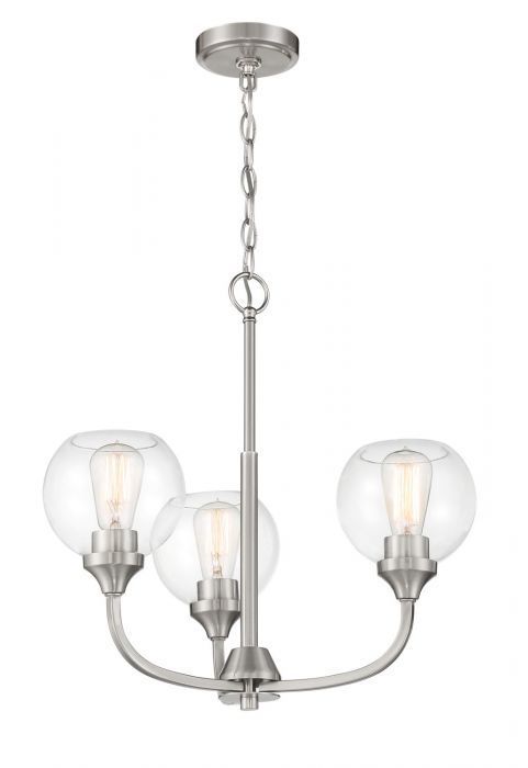 Steel Curve Arm with Clear Glass Shade Chandelier
