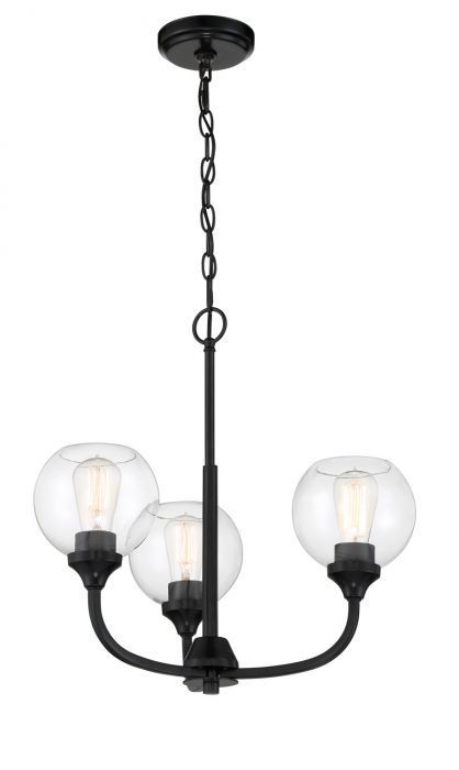 Steel Curve Arm with Clear Glass Shade Chandelier