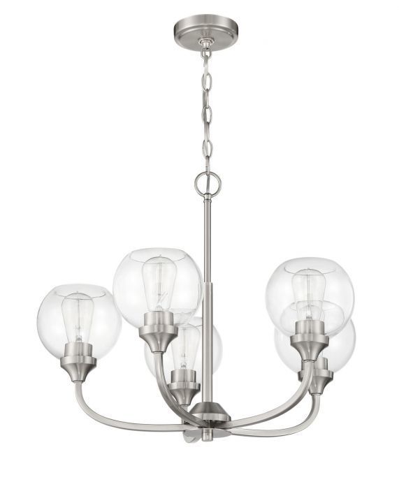 Steel Curve Arm with Clear Glass Shade Chandelier