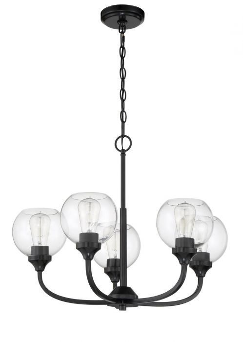 Steel Curve Arm with Clear Glass Shade Chandelier