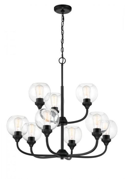 Steel Curve Arm with Clear Glass Shade 2 Tier Chandelier