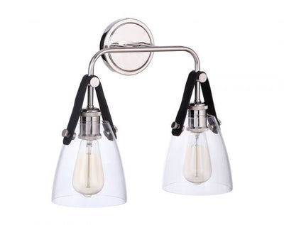Steel Frame Leather Strapped Clear Glass Shade Vanity Light