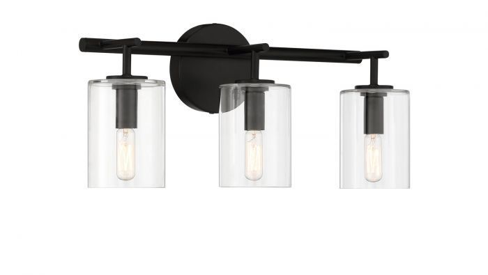Steel Frame with Clear Cylindrical Glass Shade Vanity Light