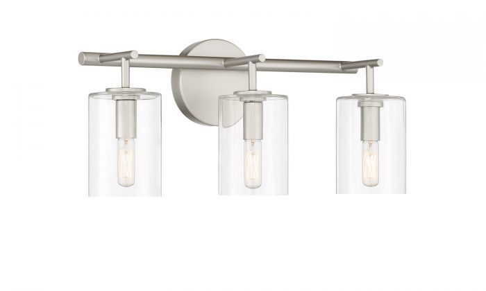 Steel Frame with Clear Cylindrical Glass Shade Vanity Light