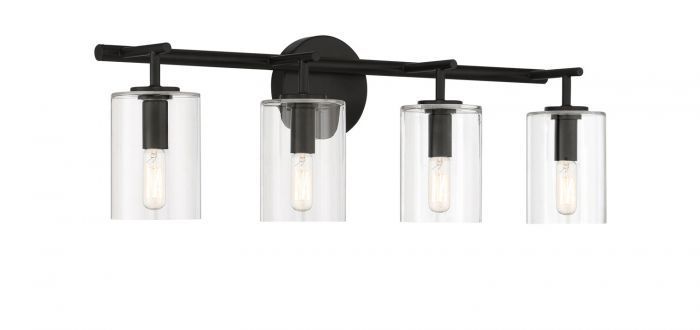 Steel Frame with Clear Cylindrical Glass Shade Vanity Light