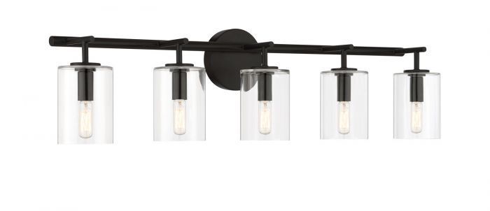 Steel Frame with Clear Cylindrical Glass Shade Vanity Light
