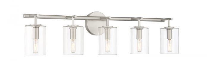 Steel Frame with Clear Cylindrical Glass Shade Vanity Light