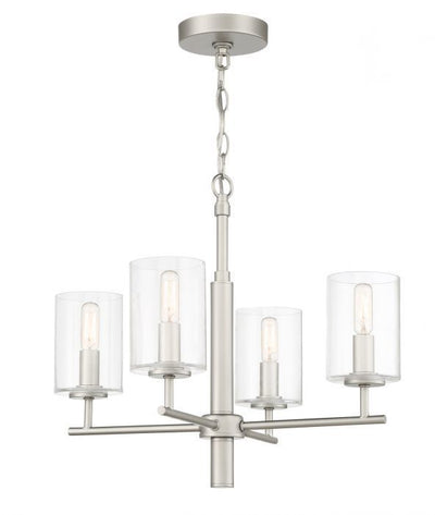 Steel Frame with Clear Cylindrical Glass Shade Chandelier