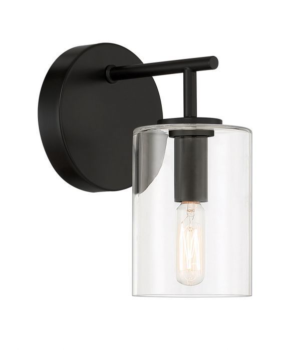 Steel Frame with Clear Cylindrical Glass Shade Wall Sconce