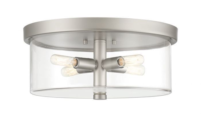 Steel Frame with Clear Drum Glass Shade Flush Mount