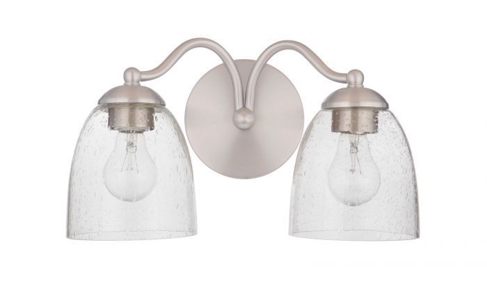 Steel Curve Arm with Clear Seedy Glass Shade Vanity Light