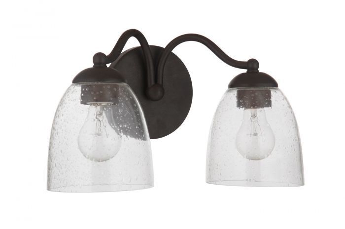 Steel Curve Arm with Clear Seedy Glass Shade Vanity Light