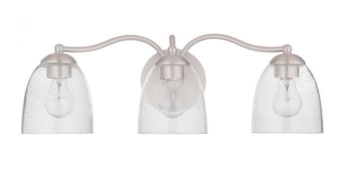 Steel Curve Arm with Clear Seedy Glass Shade Vanity Light