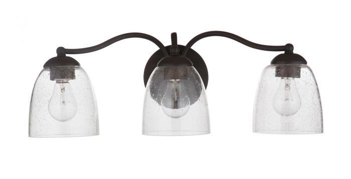 Steel Curve Arm with Clear Seedy Glass Shade Vanity Light
