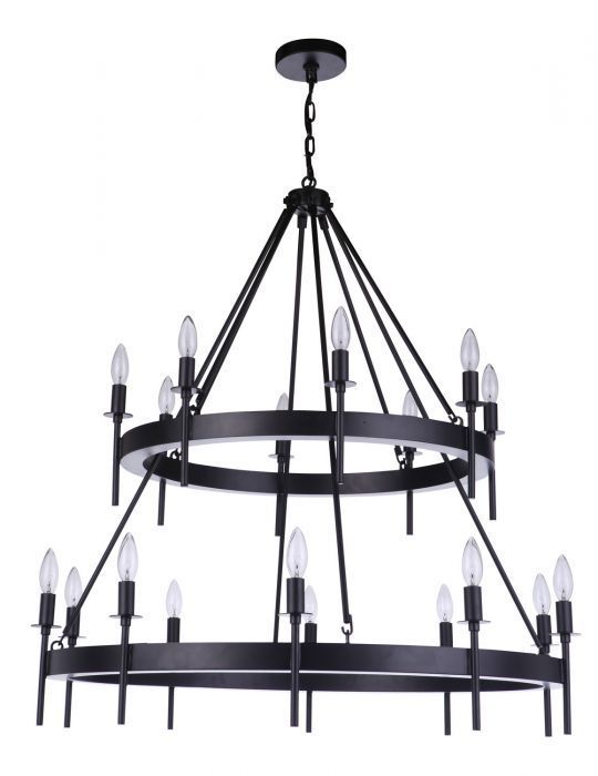 Steel Ring Frame Candle 2 Tier Chandelier