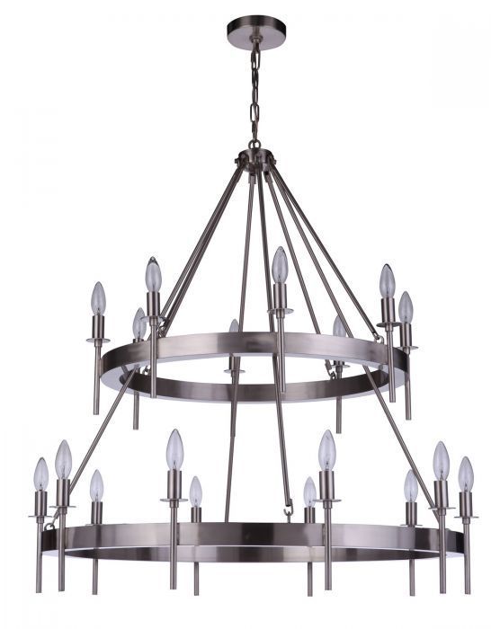 Steel Ring Frame Candle 2 Tier Chandelier
