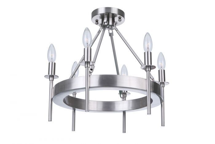 Steel Ring Frame Candle Semi Flush Mount in Brushed Polished Nickel by Craftmade