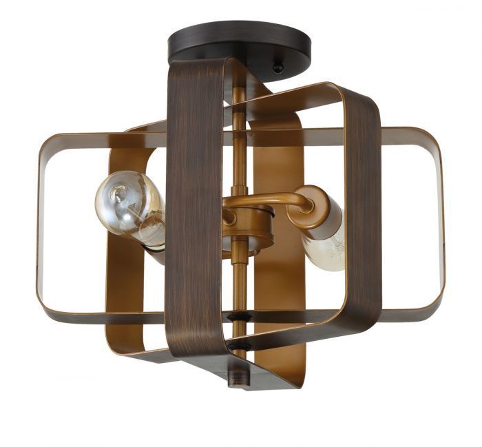 Aged Bronze Brushed Rectangular Frame Semi Flush Mount