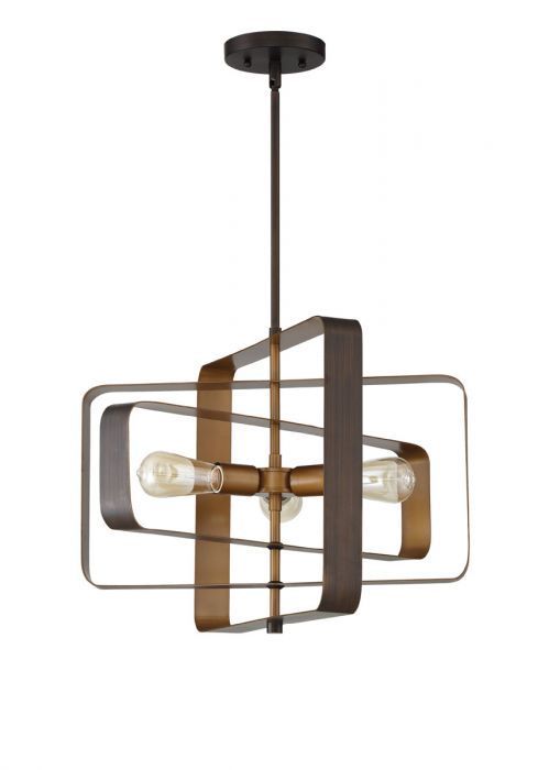 Aged Bronze Brushed Rectangular Frame Pendant / Chandelier, 17.50", by Craftmade