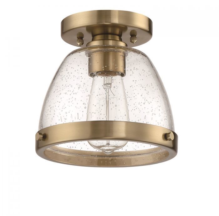Steel Frame with Clear Seedy Glass Shade Flush Mount