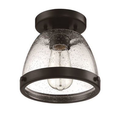 Steel Frame with Clear Seedy Glass Shade Flush Mount