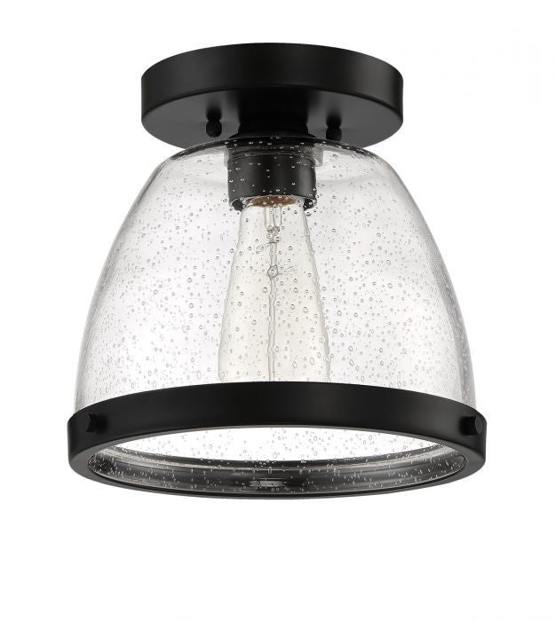 Steel Frame with Clear Seedy Glass Shade Flush Mount