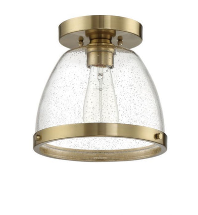Steel Frame with Clear Seedy Glass Shade Flush Mount