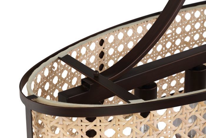 Aged Bronze Brushed Frame with Woven Rattan Shade Oval Chandelier by Craftmade - view 2
