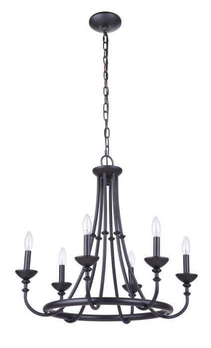 Steel Curve Arm Ring Chandelier in Flat Black by Craftmade