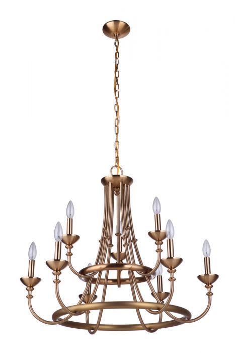 Steel Curve Arm Ring 2 Tier Chandelier in Satin Brass by Craftmade