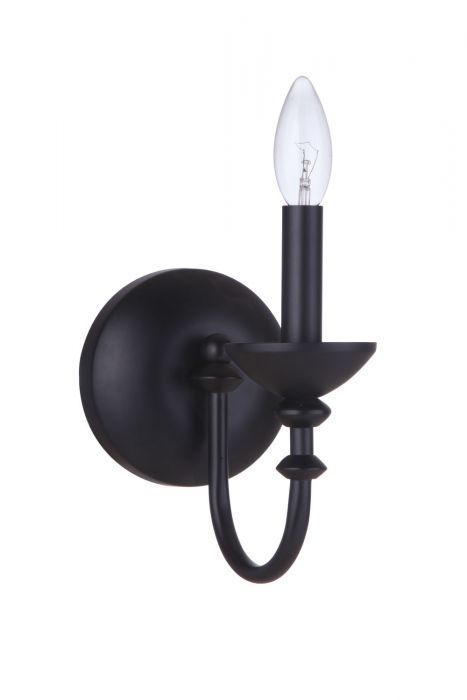 Steel Curve Arm Single Light Wall Sconce in Flat Black by Craftmade