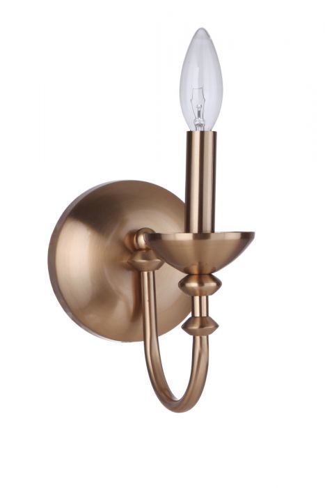 Steel Curve Arm Single Light Wall Sconce in Satin Brass by Craftmade
