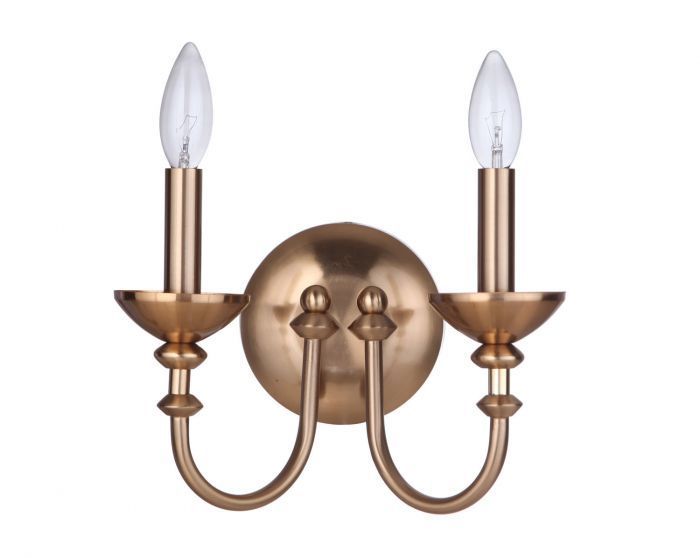 Steel Curve Arm 2 Light Wall Sconce in Satin Brass by Craftmade