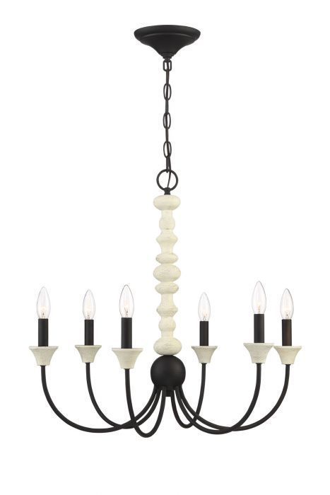 Espresso Curve Arm with Cottage White Frame Chandelier by Craftmade