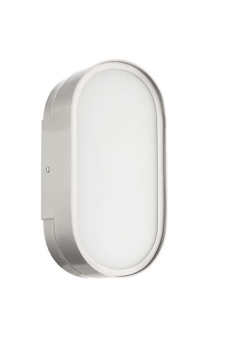 LED Steel Oval Frame with White Frosted Glass Shade Wall Sconce in Brushed Polished Nickel by Craftmade