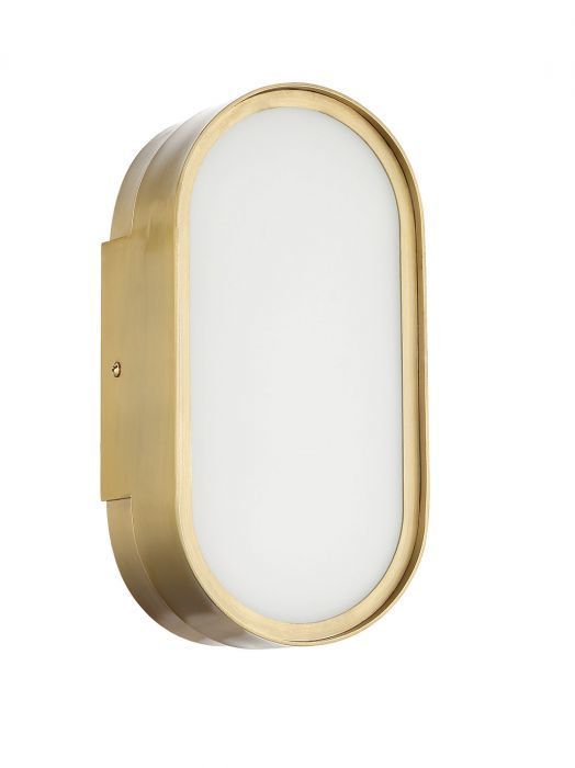 LED Steel Oval Frame with White Frosted Glass Shade Wall Sconce in Satin Brass by Craftmade