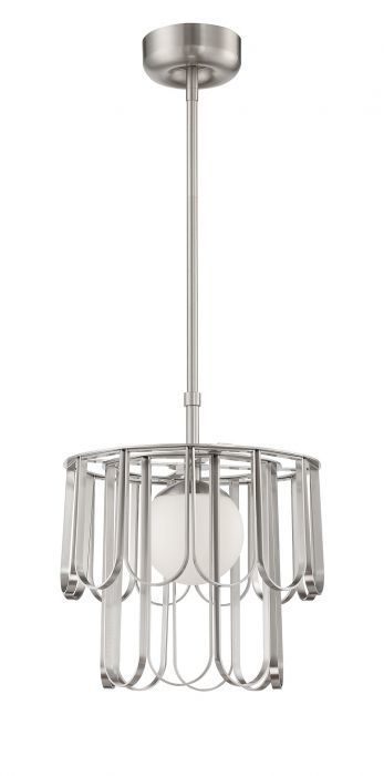 Steel Repeating Invert Open Air Frame with White Frosted Globe Pendant / Chandelier in Brushed Polished Nickel by Craftmade