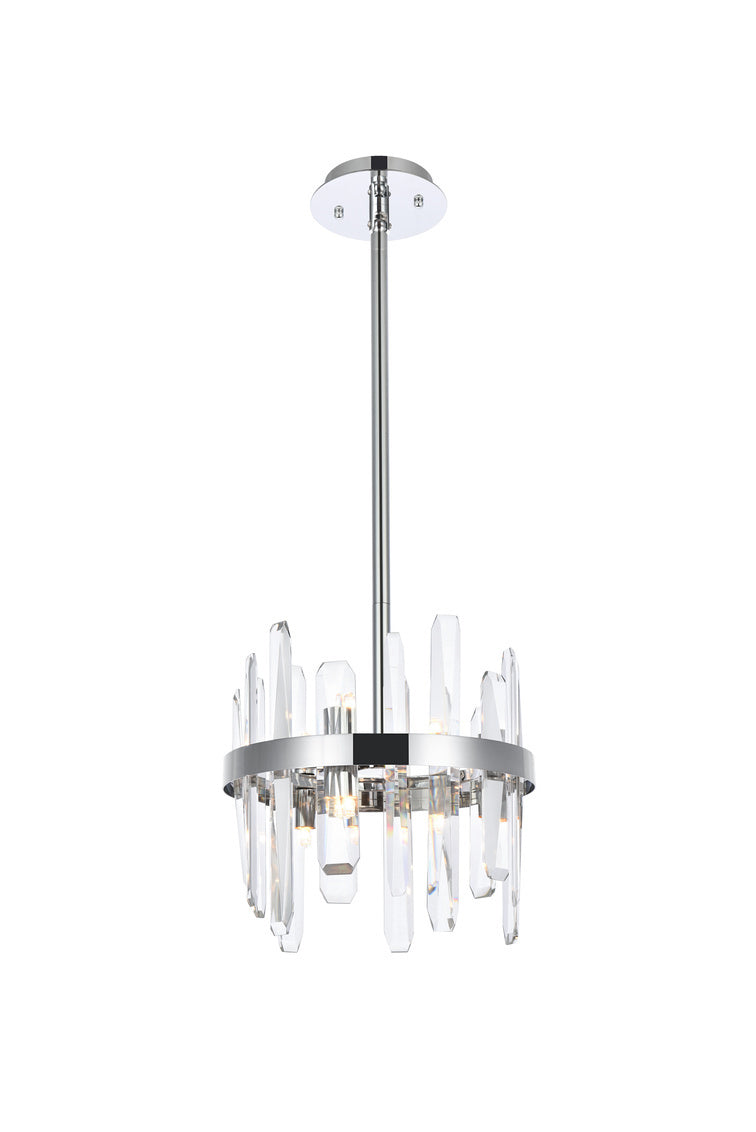 Steel Ring Frame with Clear Crystal Rod Pendant in Chrome by Elegant