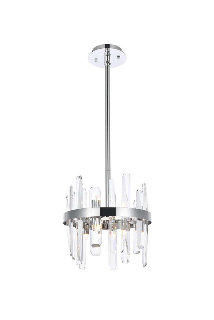 Steel Ring Frame with Clear Crystal Rod Pendant in Chrome by Elegant