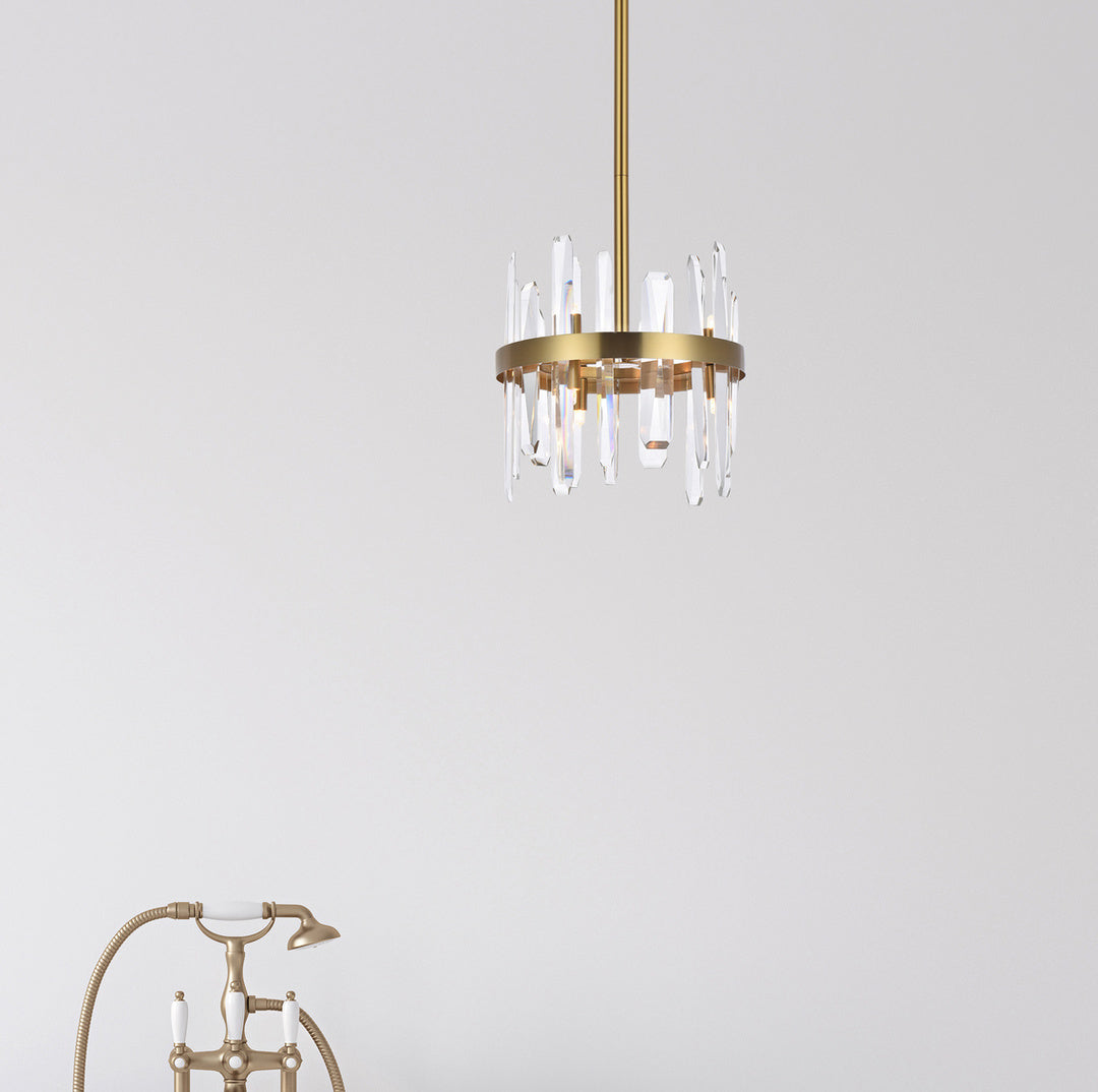 Steel Ring Frame with Clear Crystal Rod Pendant by Elegant - view 4