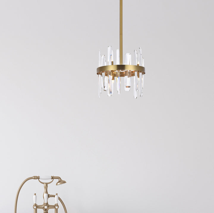 Steel Ring Frame with Clear Crystal Rod Pendant by Elegant - view 4