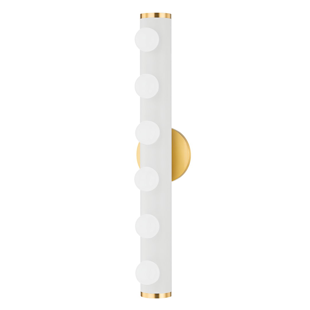 Steel Cylindrical Frame with Opal Matte Globes Wall Sconce