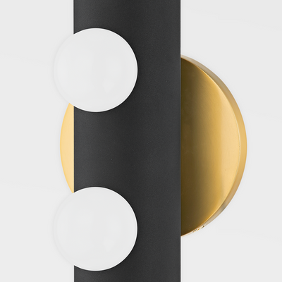 Steel Cylindrical Frame with Opal Matte Globes Wall Sconce