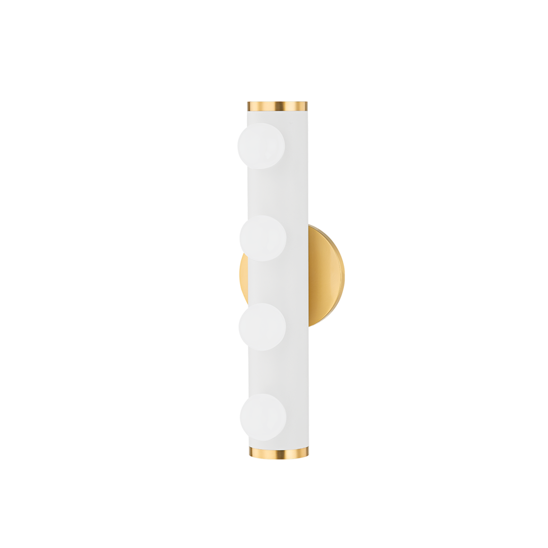 Steel Cylindrical Frame with Opal Matte Globes Wall Sconce